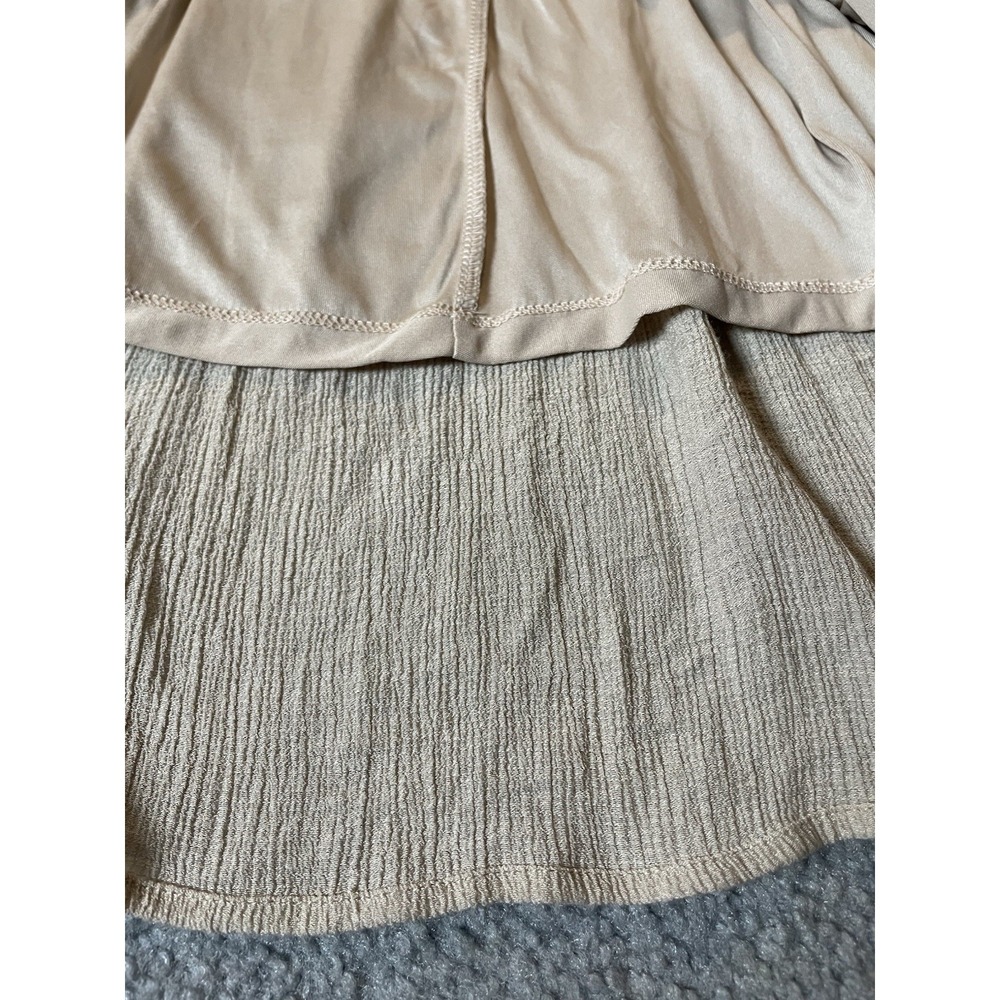 Anthropologie August Sky Tiered Dress Sz L Midi Beige Crinkly Boho Peasant - Picture 11 of 13